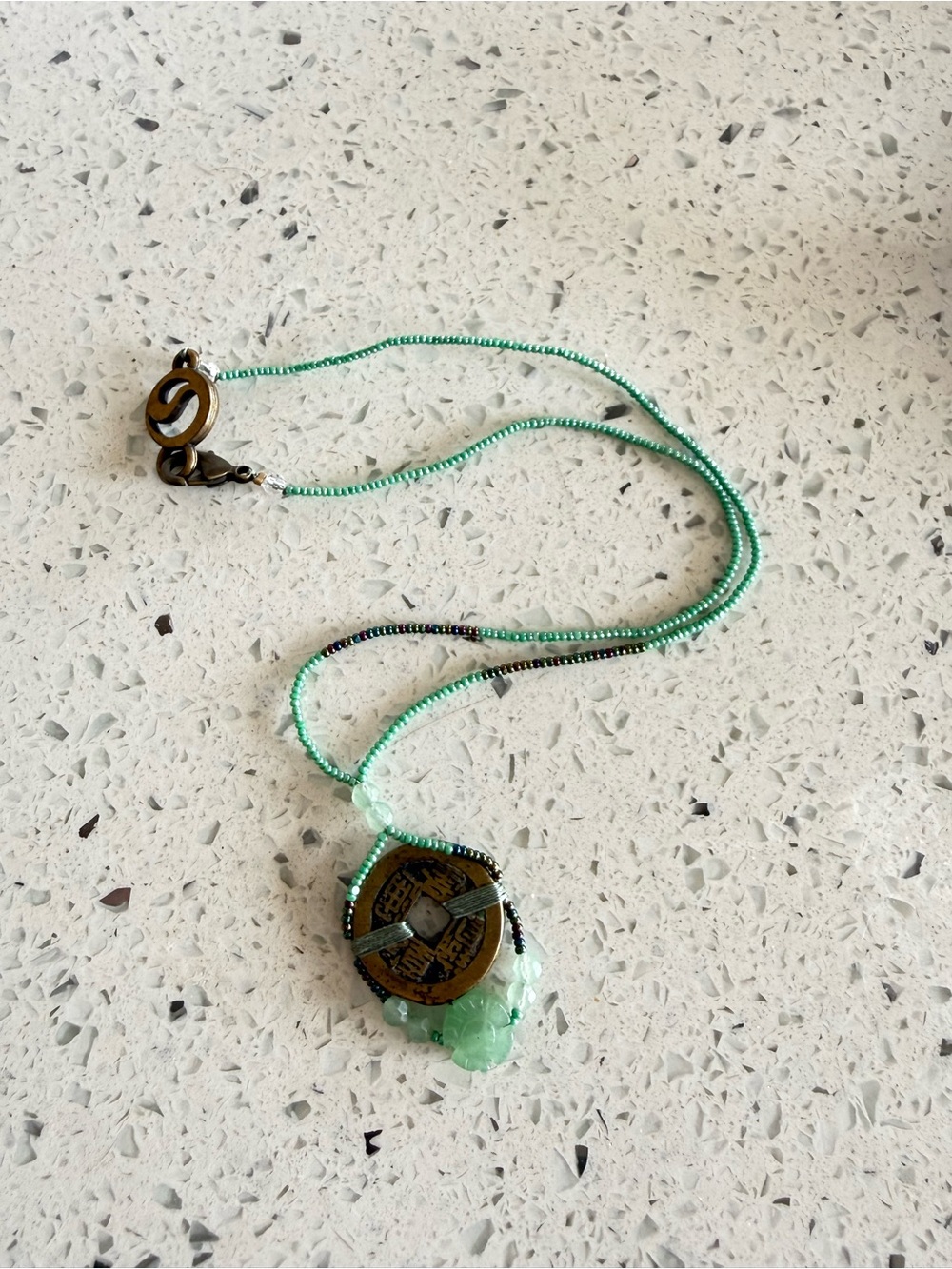 Energy Muse Green Aventurine Coin Necklace